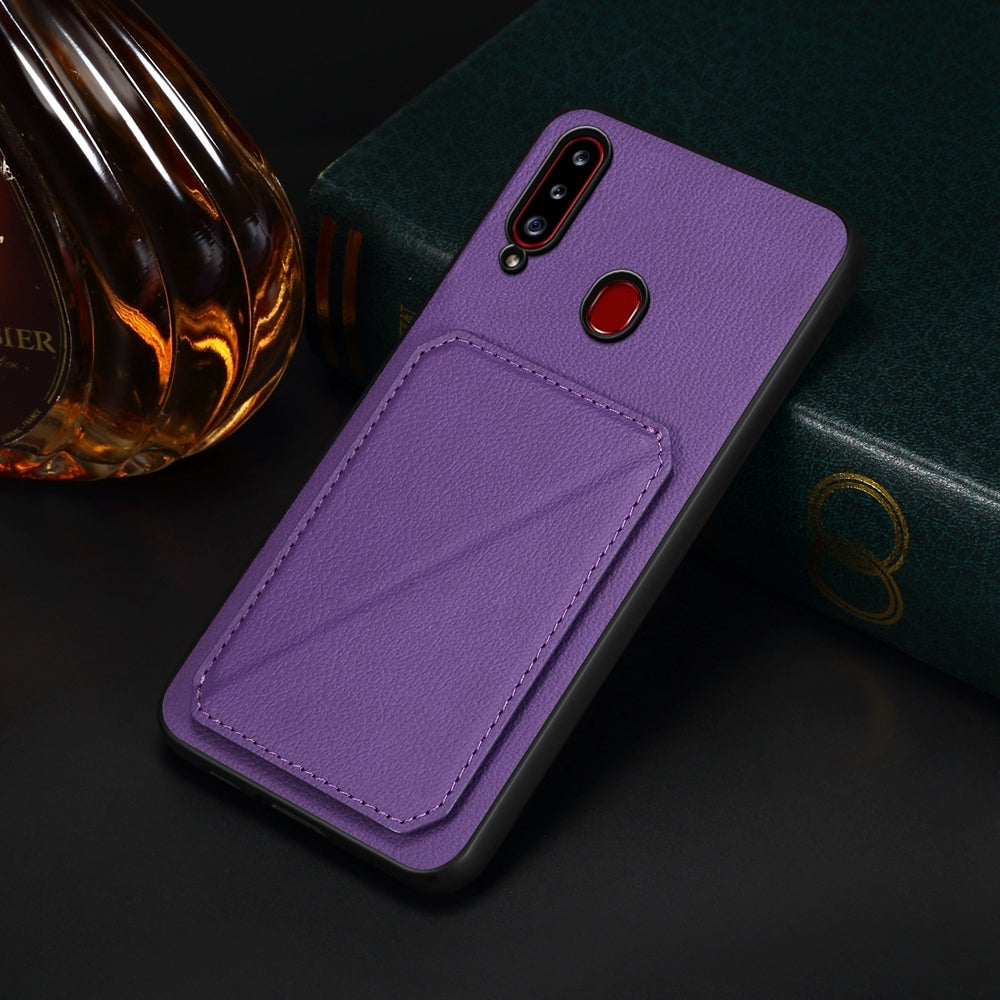 Samsung Galaxy A20s Calf Texture Leather Case with Dual Card Slots and Stand Function