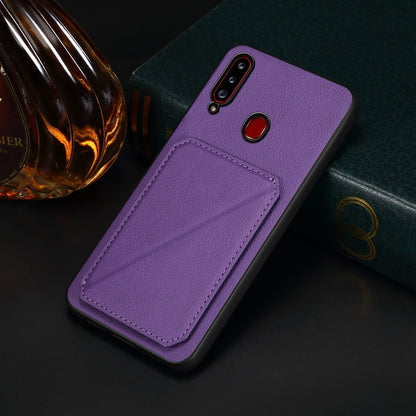 Samsung Galaxy A20s Calf Texture Leather Case with Dual Card Slots and Stand Function