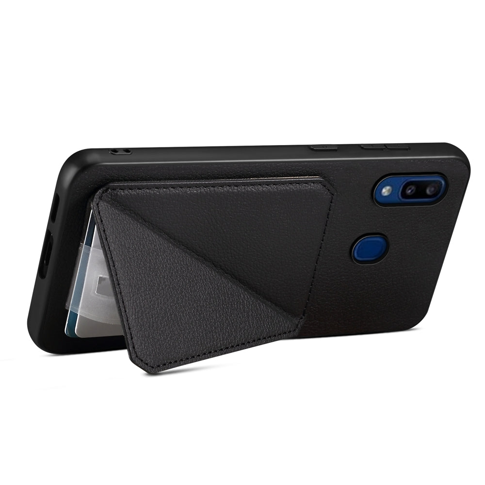 Samsung Galaxy A30 Calf Texture Leather Case with Dual Card Slots and Stand Function