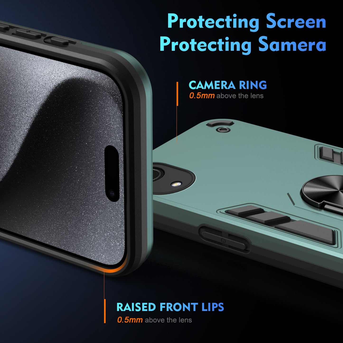 Shockproof Samsung Galaxy A03 Core Phone Case with 360° Rotatable Metal Ring Holder, Magnetic Car Mount Stand, Ultra-Thin PC & Silicone Protection Cover