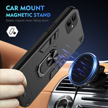 Shockproof Samsung Galaxy A04 Phone Case with 360° Rotatable Metal Ring Holder, Magnetic Car Mount Stand, Ultra-Thin PC & Silicone Protection Cover