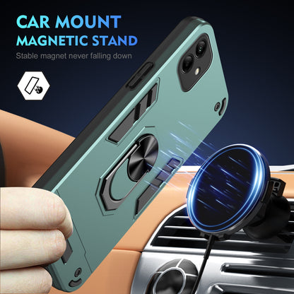Shockproof Samsung Galaxy A04 Phone Case with 360° Rotatable Metal Ring Holder, Magnetic Car Mount Stand, Ultra-Thin PC & Silicone Protection Cover
