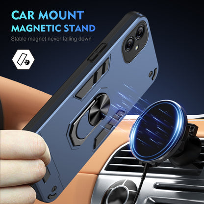 Shockproof Samsung Galaxy A04e Phone Case with 360° Rotatable Metal Ring Holder, Magnetic Car Mount Stand, Ultra-Thin PC & Silicone Protection Cover