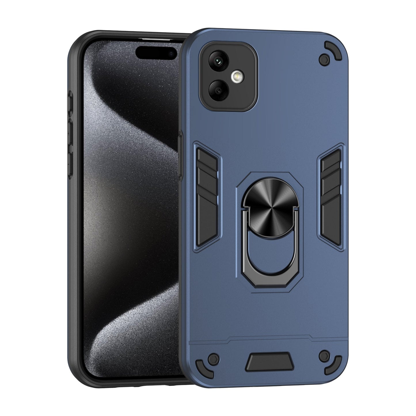 Shockproof Samsung Galaxy A05 Phone Case with 360° Rotatable Metal Ring Holder, Magnetic Car Mount Stand, Ultra-Thin PC & Silicone Protection Cover