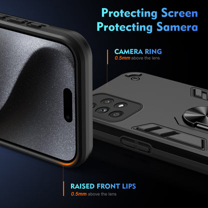 Shockproof Samsung Galaxy A33 5G Phone Case with 360° Rotatable Metal Ring Holder, Magnetic Car Mount Stand, Ultra-Thin PC & Silicone Protection Cover