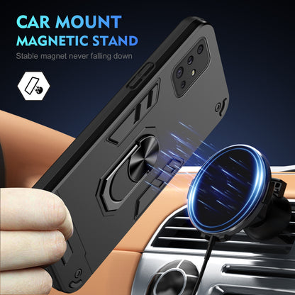 Shockproof Samsung Galaxy A51 4G Phone Case with 360° Rotatable Metal Ring Holder, Magnetic Car Mount Stand, Ultra-Thin PC & Silicone Protection Cover