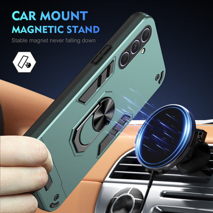 Shockproof Samsung Galaxy A55 Phone Case with 360° Rotatable Metal Ring Holder, Magnetic Car Mount Stand, Ultra-Thin PC & Silicone Protection Cover