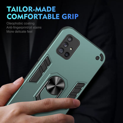 Shockproof Samsung Galaxy A71 4G Phone Case with 360° Rotatable Metal Ring Holder, Magnetic Car Mount Stand, Ultra-Thin PC & Silicone Protection Cover