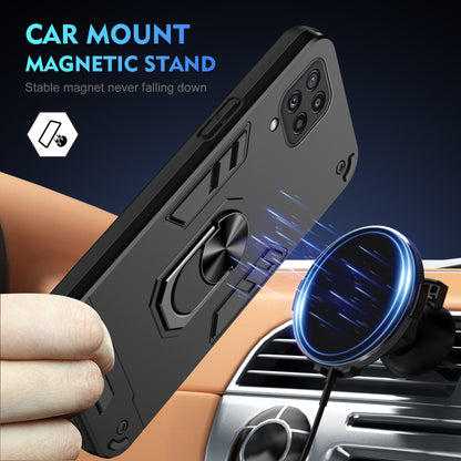 Shockproof Samsung Galaxy M32 Phone Case with 360° Rotatable Metal Ring Holder, Magnetic Car Mount Stand, Ultra-Thin PC & Silicone Protection Cover
