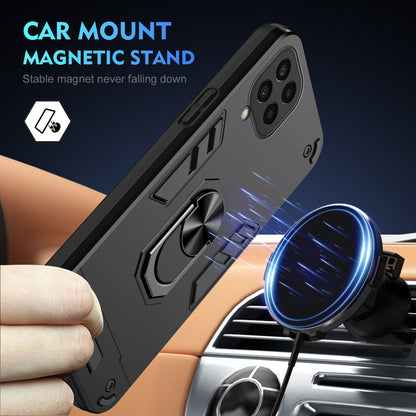 Shockproof Samsung Galaxy M33 5G Phone Case with 360° Rotatable Metal Ring Holder, Magnetic Car Mount Stand, Ultra-Thin PC & Silicone Protection Cover