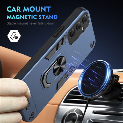 Shockproof Samsung Galaxy M34 5G Phone Case with 360° Rotatable Metal Ring Holder, Magnetic Car Mount Stand, Ultra-Thin PC & Silicone Protection Cover