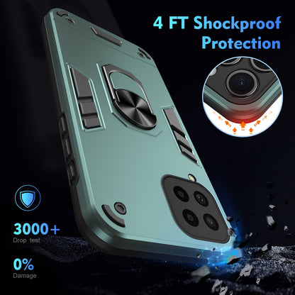 Shockproof Samsung Galaxy M53 5G Phone Case with 360° Rotatable Metal Ring Holder, Magnetic Car Mount Stand, Ultra-Thin PC & Silicone Protection Cover