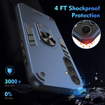 Shockproof Samsung Galaxy M54 Phone Case with 360° Rotatable Metal Ring Holder, Magnetic Car Mount Stand, Ultra-Thin PC & Silicone Protection Cover