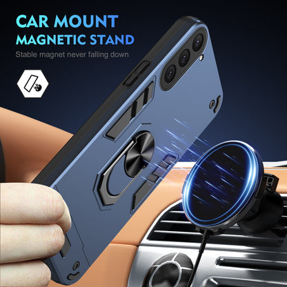 Shockproof Samsung Galaxy S23 5G Phone Case with 360° Rotatable Metal Ring Holder, Magnetic Car Mount Stand, Ultra-Thin PC & Silicone Protection Cover
