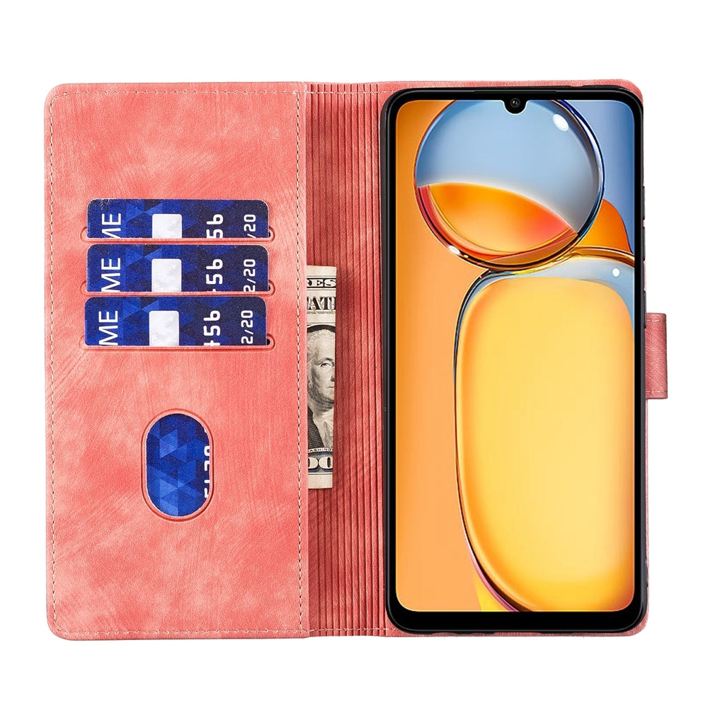 Xiaomi Redmi 13C 5G Heart & Cat Embossed Multi-Functional Pen Leather Wallet Phone Case with Stand and Card Slots