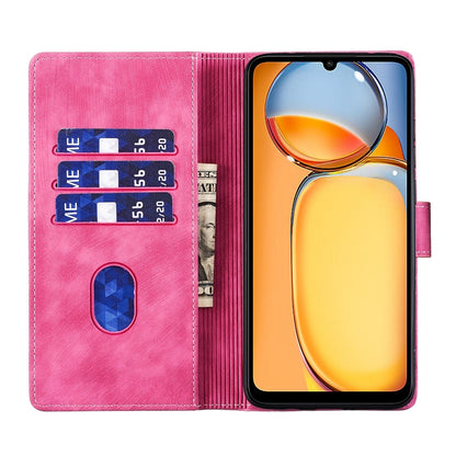 Xiaomi Poco C65 Heart & Cat Embossed Multi-Functional Pen Leather Wallet Phone Case with Stand and Card Slots