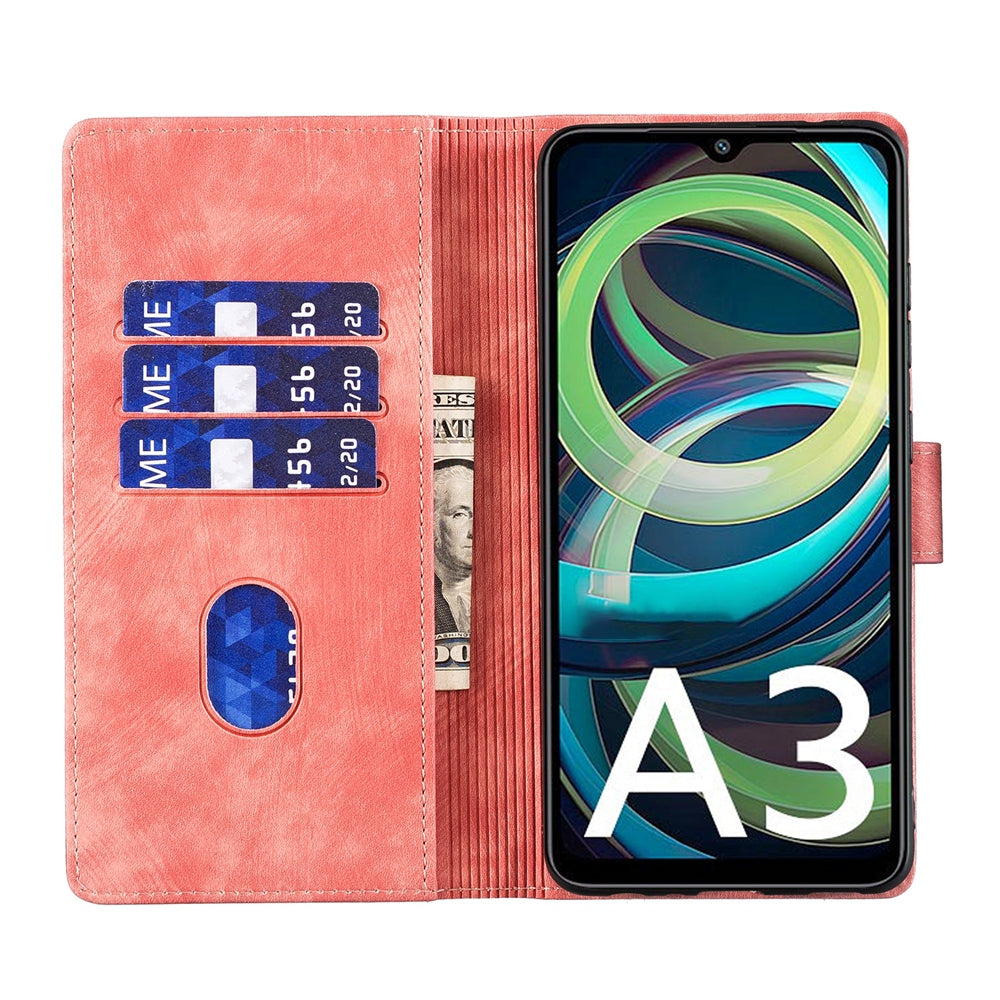 Xiaomi Redmi A3 Heart & Cat Embossed Multi-Functional Pen Leather Wallet Phone Case with Stand and Card Slots