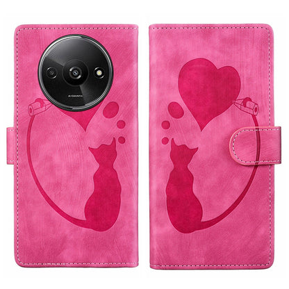 Xiaomi Redmi A3 Heart & Cat Embossed Multi-Functional Pen Leather Wallet Phone Case with Stand and Card Slots