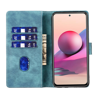 Xiaomi Redmi Note 10S Heart & Cat Embossed Multi-Functional Pen Leather Wallet Phone Case with Stand and Card Slots