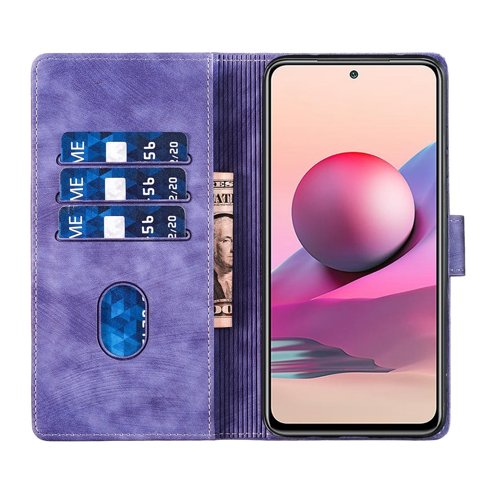 Xiaomi Redmi Note 10 Pro Heart & Cat Embossed Multi-Functional Pen Leather Wallet Phone Case with Stand and Card Slots