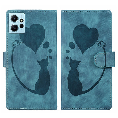 Xiaomi Redmi Note 12 4G Global Heart & Cat Embossed Multi-Functional Pen Leather Wallet Phone Case with Stand and Card Slots