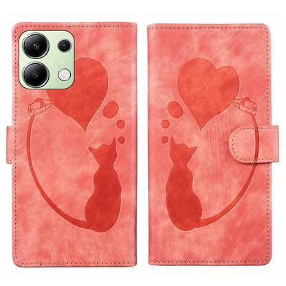 Xiaomi Redmi Note 13 4G Heart & Cat Embossed Multi-Functional Pen Leather Wallet Phone Case with Stand and Card Slots