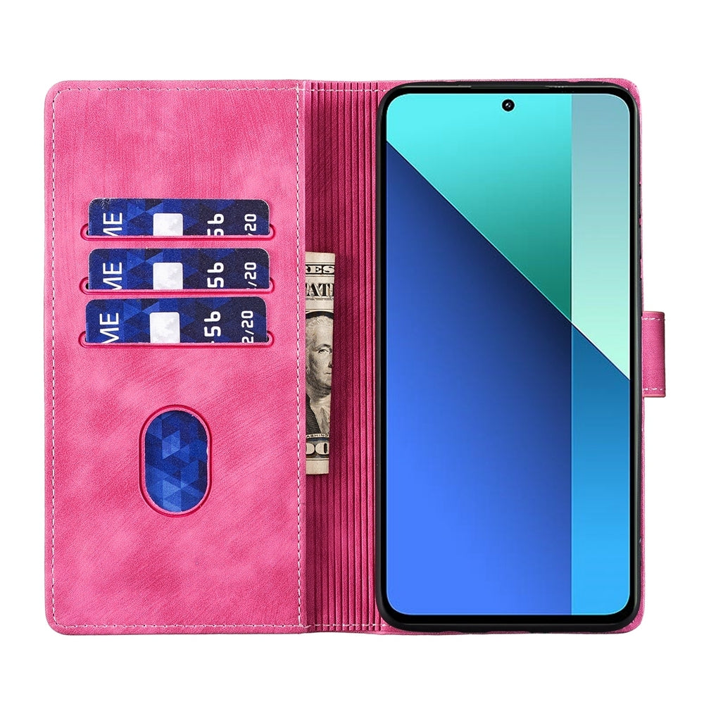 Xiaomi Redmi Note 13 4G Heart & Cat Embossed Multi-Functional Pen Leather Wallet Phone Case with Stand and Card Slots