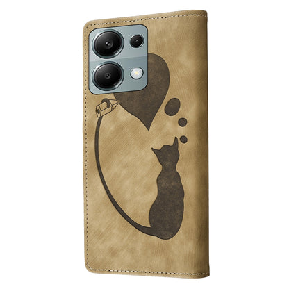 Xiaomi Redmi Note 13 Pro 4G Heart & Cat Embossed Multi-Functional Pen Leather Wallet Phone Case with Stand and Card Slots