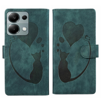 Xiaomi Redmi Note 13 Pro 4G Heart & Cat Embossed Multi-Functional Pen Leather Wallet Phone Case with Stand and Card Slots