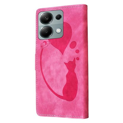 Xiaomi Redmi Note 13 Pro 4G Heart & Cat Embossed Multi-Functional Pen Leather Wallet Phone Case with Stand and Card Slots