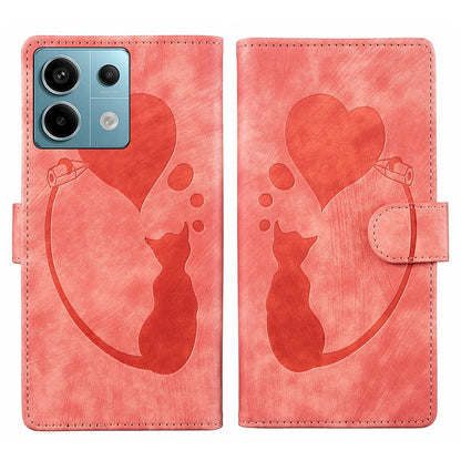 Xiaomi Redmi Note 13 Pro 5G Heart & Cat Embossed Multi-Functional Pen Leather Wallet Phone Case with Stand and Card Slots