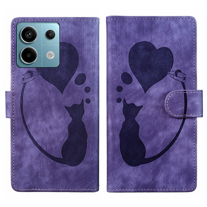 Xiaomi Redmi Note 13 Pro 5G Heart & Cat Embossed Multi-Functional Pen Leather Wallet Phone Case with Stand and Card Slots