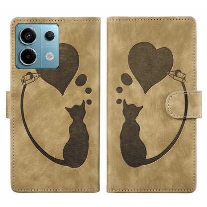 Xiaomi Redmi Note 13 Pro 5G Heart & Cat Embossed Multi-Functional Pen Leather Wallet Phone Case with Stand and Card Slots