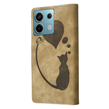 Xiaomi Redmi Note 13 Pro 5G Heart & Cat Embossed Multi-Functional Pen Leather Wallet Phone Case with Stand and Card Slots