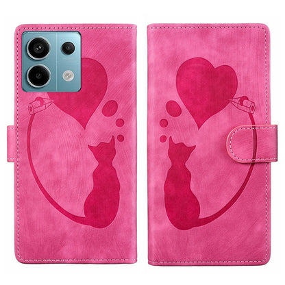 Xiaomi Redmi Note 13 Pro 5G Heart & Cat Embossed Multi-Functional Pen Leather Wallet Phone Case with Stand and Card Slots