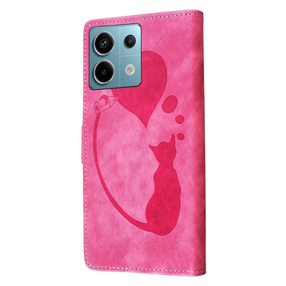 Xiaomi Redmi Note 13 Pro 5G Heart & Cat Embossed Multi-Functional Pen Leather Wallet Phone Case with Stand and Card Slots