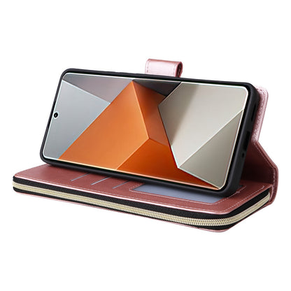 Redmi Note 13 Pro+ Leather Wallet Case with 9 Card Slots, Zipped Cash Pocket & Kickstand - Premium PU TPU Protective Cover with Wrist Strap