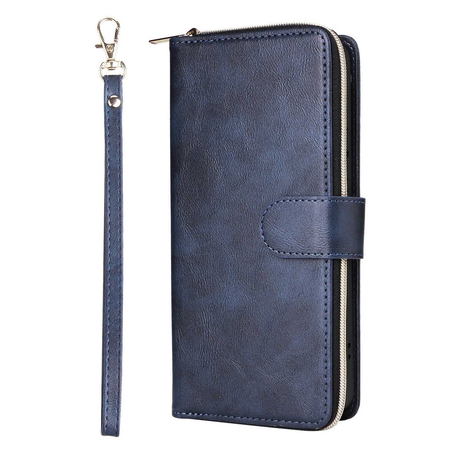 Redmi Note 13 Pro+ Leather Wallet Case with 9 Card Slots, Zipped Cash Pocket & Kickstand - Premium PU TPU Protective Cover with Wrist Strap