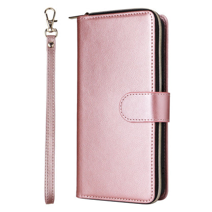 Redmi Note 13 Pro 5G Global Leather Wallet Case with 9 Card Slots, Zipped Cash Pocket & Kickstand - Premium PU TPU Protective Cover with Wrist Strap