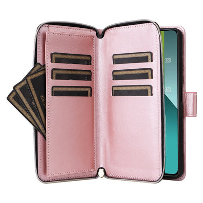 Redmi Note 13 Pro 5G Global Leather Wallet Case with 9 Card Slots, Zipped Cash Pocket & Kickstand - Premium PU TPU Protective Cover with Wrist Strap