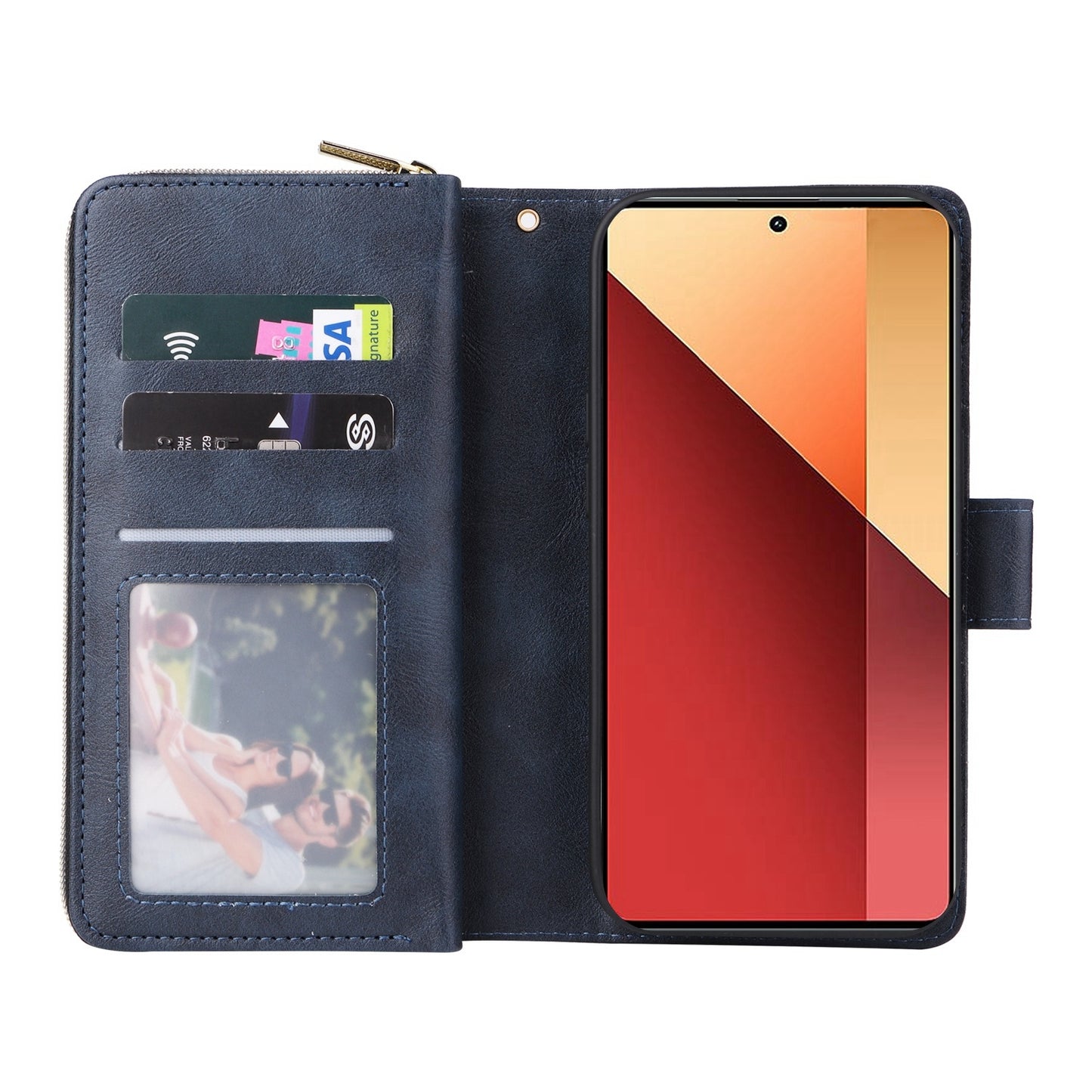 Redmi Note 13 Pro 4G Leather Wallet Case with 9 Card Slots, Zipped Cash Pocket & Kickstand - Premium PU TPU Protective Cover with Wrist Strap