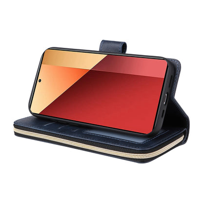 Redmi Note 13 Pro 4G Leather Wallet Case with 9 Card Slots, Zipped Cash Pocket & Kickstand - Premium PU TPU Protective Cover with Wrist Strap