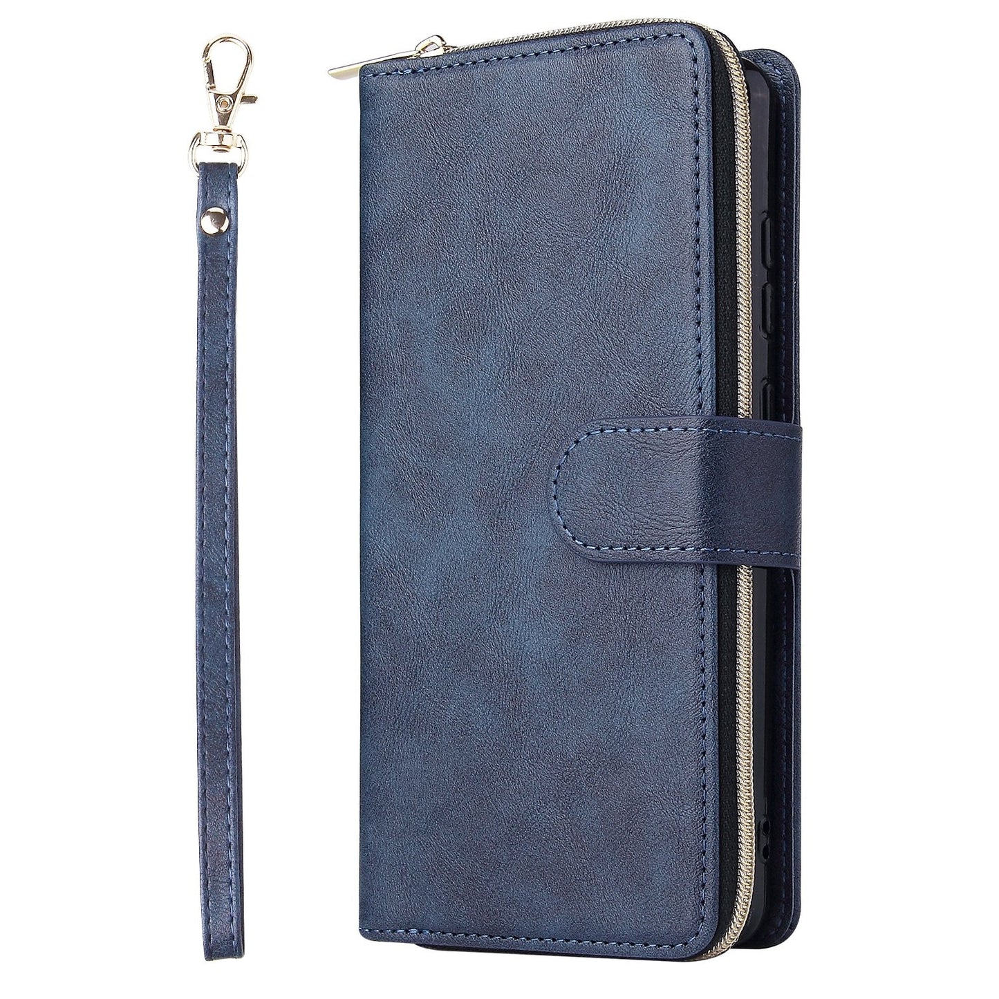 Redmi Note 12 4G Global Leather Wallet Case with 9 Card Slots, Zipped Cash Pocket & Kickstand - Premium PU TPU Protective Cover with Wrist Strap