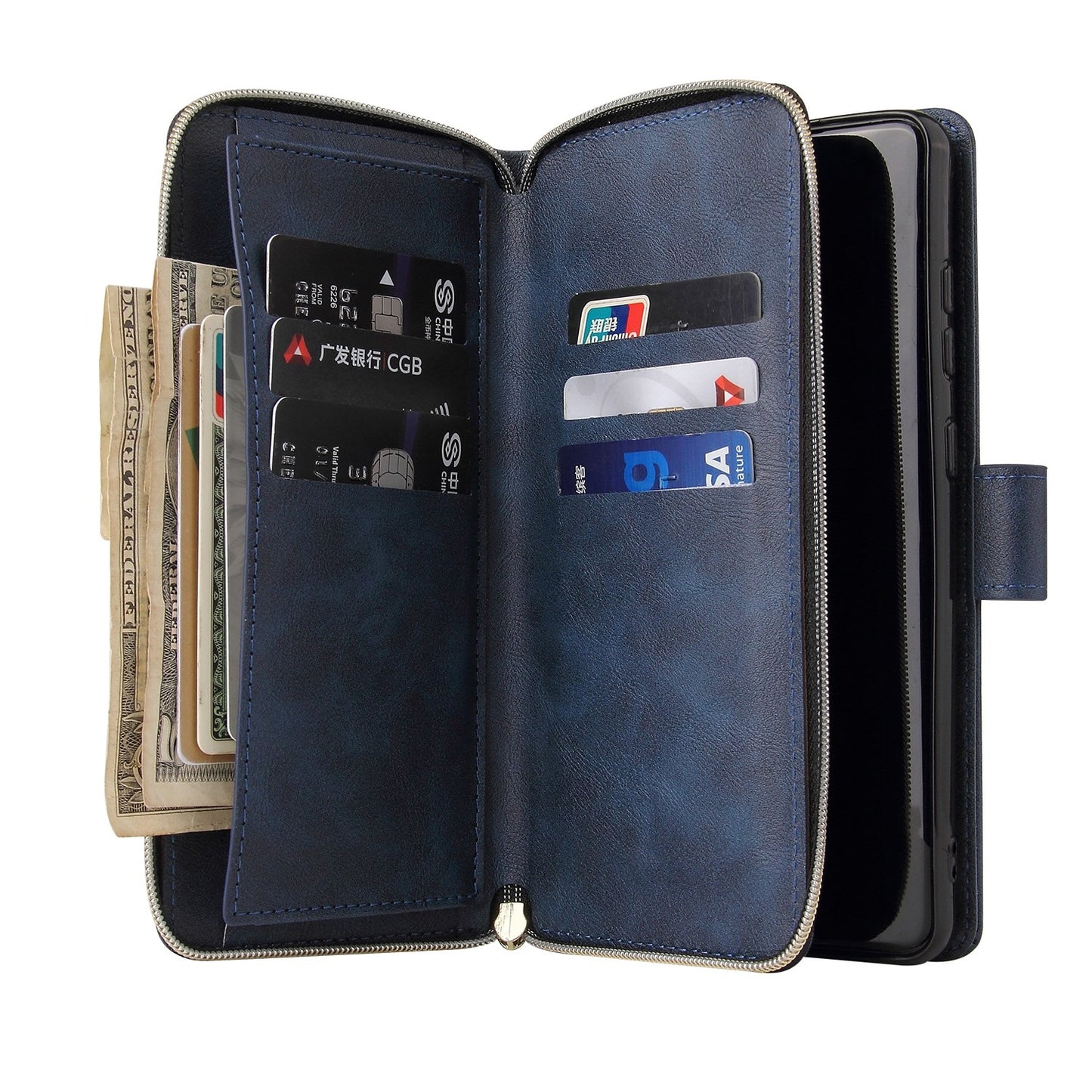 Redmi Note 12 4G Global Leather Wallet Case with 9 Card Slots, Zipped Cash Pocket & Kickstand - Premium PU TPU Protective Cover with Wrist Strap