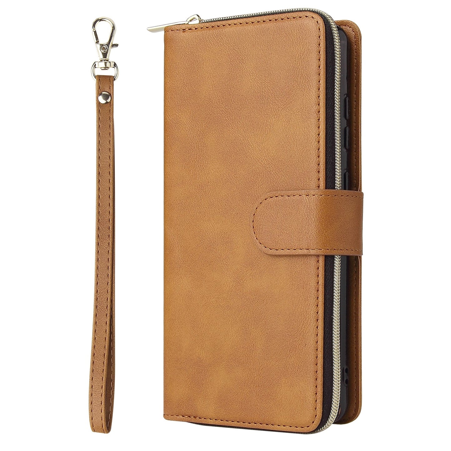 Redmi Note 12 4G Global Leather Wallet Case with 9 Card Slots, Zipped Cash Pocket & Kickstand - Premium PU TPU Protective Cover with Wrist Strap