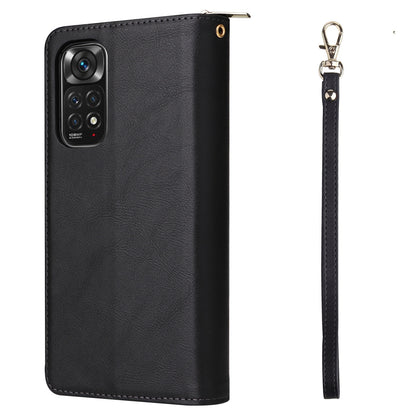 Redmi Note 11 Pro Global Leather Wallet Case with 9 Card Slots, Zipped Cash Pocket & Kickstand - Premium PU TPU Protective Cover with Wrist Strap