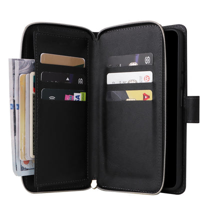 Redmi Note 11 Pro Global Leather Wallet Case with 9 Card Slots, Zipped Cash Pocket & Kickstand - Premium PU TPU Protective Cover with Wrist Strap