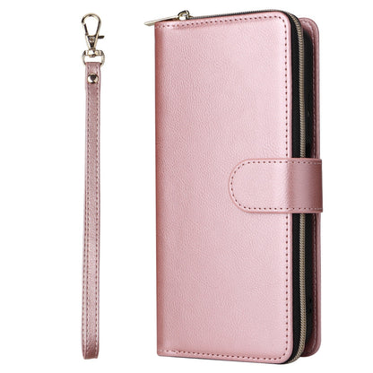 Redmi Note 11 Pro Global Leather Wallet Case with 9 Card Slots, Zipped Cash Pocket & Kickstand - Premium PU TPU Protective Cover with Wrist Strap