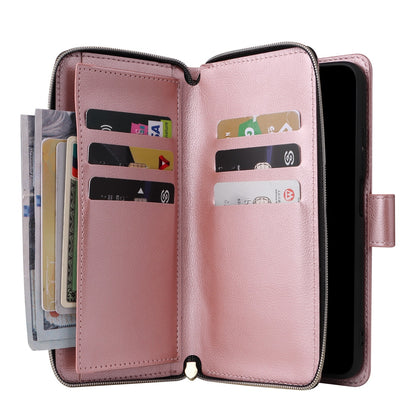Redmi Note 11 Pro Global Leather Wallet Case with 9 Card Slots, Zipped Cash Pocket & Kickstand - Premium PU TPU Protective Cover with Wrist Strap