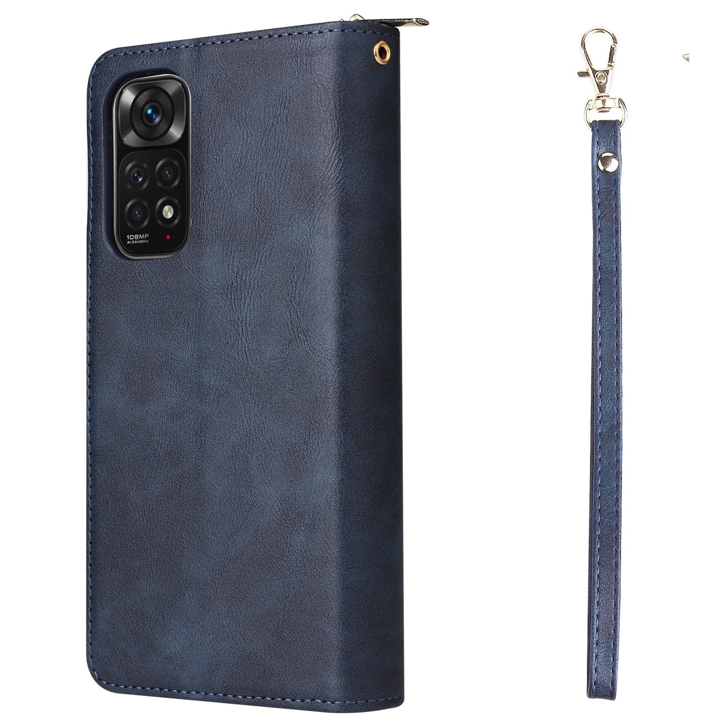 Redmi Note 11 Pro Global Leather Wallet Case with 9 Card Slots, Zipped Cash Pocket & Kickstand - Premium PU TPU Protective Cover with Wrist Strap